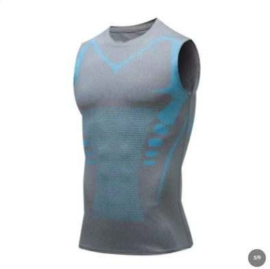 Men's Ionic Shaping Vest Ice Silk Slimming Vest Body Shaper Compression T Shirts Tank Top Tummy Control Quick Dry Fitness Shirts