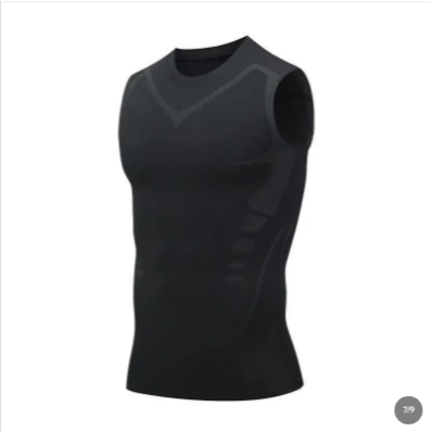Men's Ionic Shaping Vest Ice Silk Slimming Vest Body Shaper Compression T Shirts Tank Top Tummy Control Quick Dry Fitness Shirts