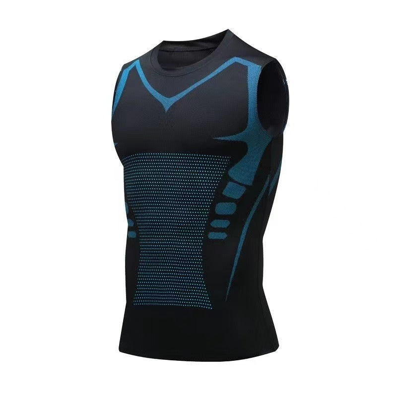 Men's Ionic Shaping Vest Ice Silk Slimming Vest Body Shaper Compression T Shirts Tank Top Tummy Control Quick Dry Fitness Shirts