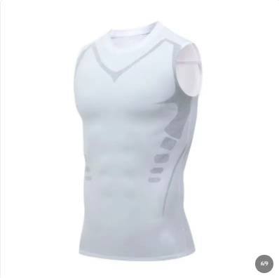 Men's Ionic Shaping Vest Ice Silk Slimming Vest Body Shaper Compression T Shirts Tank Top Tummy Control Quick Dry Fitness Shirts