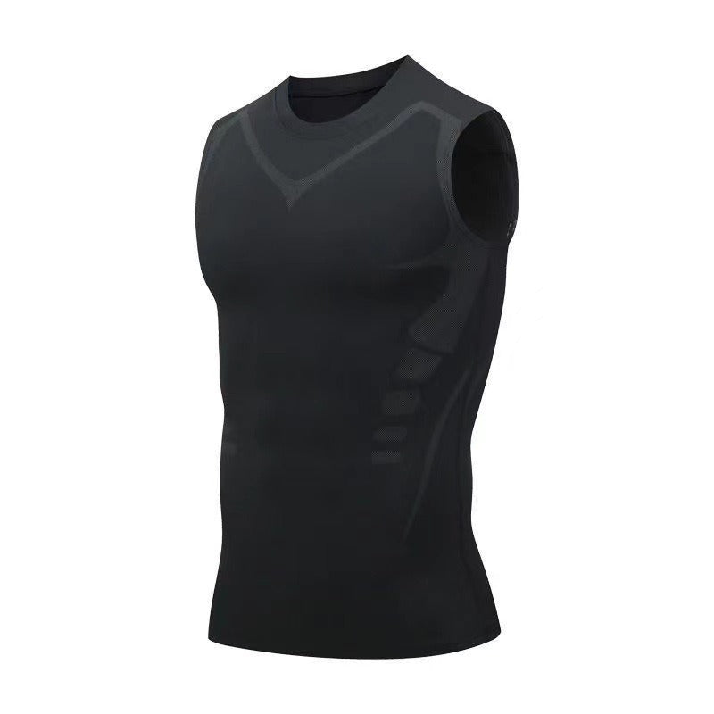 Men's Ionic Shaping Vest Ice Silk Slimming Vest Body Shaper Compression T Shirts Tank Top Tummy Control Quick Dry Fitness Shirts