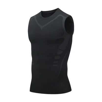Men's Ionic Shaping Vest Ice Silk Slimming Vest Body Shaper Compression T Shirts Tank Top Tummy Control Quick Dry Fitness Shirts
