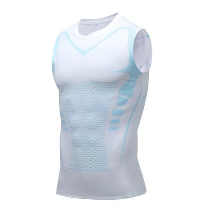 Men's Ionic Shaping Vest Ice Silk Slimming Vest Body Shaper Compression T Shirts Tank Top Tummy Control Quick Dry Fitness Shirts