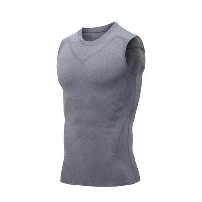 Men's Ionic Shaping Vest Ice Silk Slimming Vest Body Shaper Compression T Shirts Tank Top Tummy Control Quick Dry Fitness Shirts
