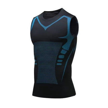 Men's Ionic Shaping Vest Ice Silk Slimming Vest Body Shaper Compression T Shirts Tank Top Tummy Control Quick Dry Fitness Shirts