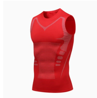 Men's Ionic Shaping Vest Ice Silk Slimming Vest Body Shaper Compression T Shirts Tank Top Tummy Control Quick Dry Fitness Shirts
