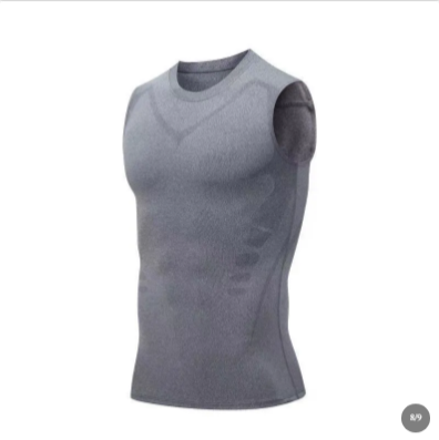 Men's Ionic Shaping Vest Ice Silk Slimming Vest Body Shaper Compression T Shirts Tank Top Tummy Control Quick Dry Fitness Shirts